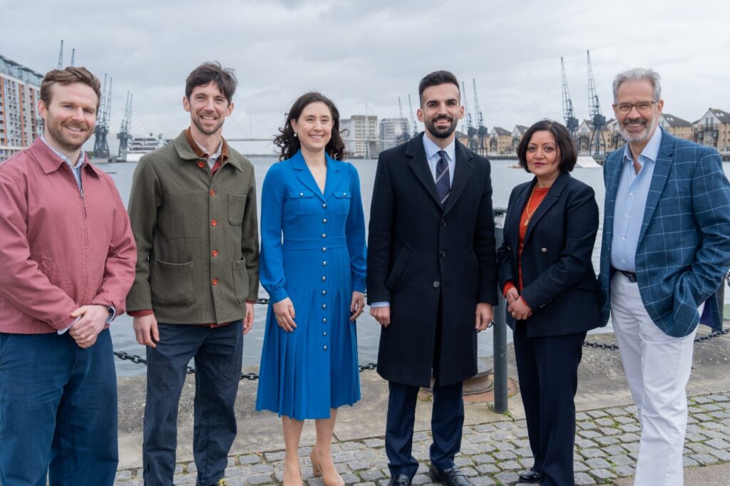 Andy McVitty (Royal Docks Team); Ted Maxwell, Martha Greckos (both Royal Docks Waterways); Mete Coban (Deputy Mayor of London); Rokhsana Fiaz (Mayor of Newham); Scott Derben (Royal Docks Waterways). Credit @amfaphotos